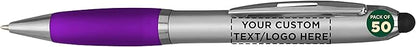 DISCOUNT PROMOS Custom Stylus Ballpoint Pens Set of 50, Personalized Bulk Pack by DISCOUNTPROMOS