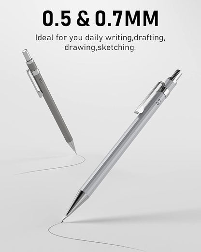 Nicpro 8 Pack 0.5mm & 0.7mm Metal Mechanical Pencil Set, MB1000 Lead Drafting - Image 8