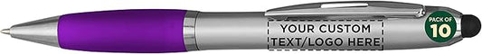 DISCOUNT PROMOS Custom Stylus Ballpoint Pens Set of 10, Personalized Bulk Pack by DISCOUNTPROMOS