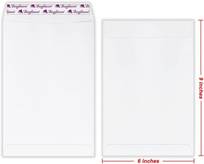 Bonfasvo 300 Pack 6x9 White Catalog Envelopes Peel & Seal Security Mailing - Image 2