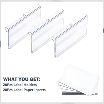 Diteje 20 Pack Plastic Wire Shelf Label Holder, Shelving Rack Retail Sign Hook - Image 6