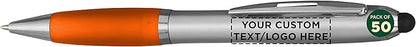 DISCOUNT PROMOS Custom Stylus Ballpoint Pens Set of 50, Personalized Bulk Pack by DISCOUNTPROMOS