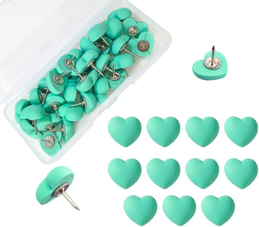 Aoxsie 28pcs Decorative Cute Push Pins Heart Green Thumbtacks Thumb Tacks by Unknown