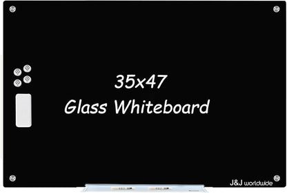 Magnetic Whiteboard, Tempered Glass White Board Frameless, Home School Supplies by JJworldwide