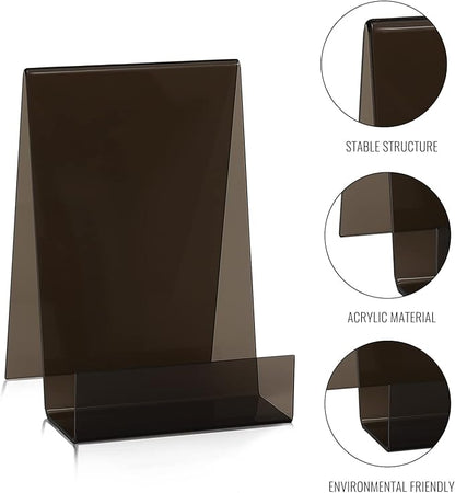 ZOEY Acrylic Book Stand with Ledge Clear Black Display Easels Plate - Image 5