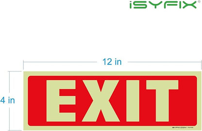 iSYFIX Exit Glow in the Dark Sign Stickers – 2 Pack 12x4 Inch – - Image 8
