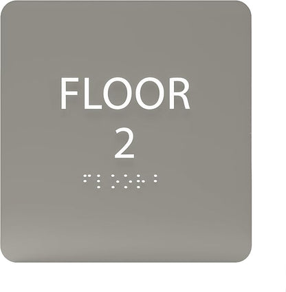 Clean Grey ADA Floor 2 Sign by ADACentralSigns