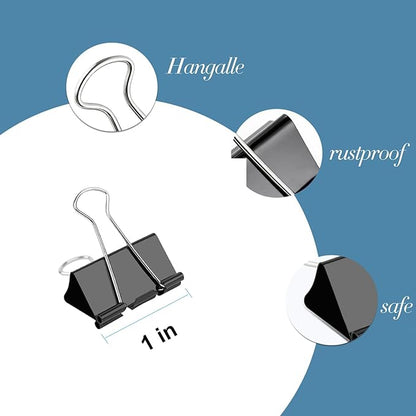 Ufmarine Small Binder Clips 1 Inch Length, Small Paper Clips - Image 3