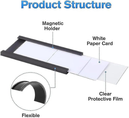 LLPT Magnetic Label Holder 4” x 1.6” 26 Packs C Channel White Paper Cards - Image 7