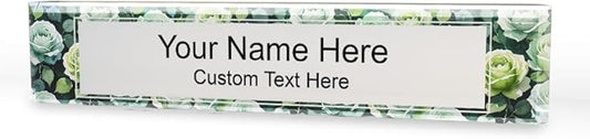Signs ByLITA Floral Pattern Customized Nameplate | Sage Rose Personalized Full by SignsByLITA