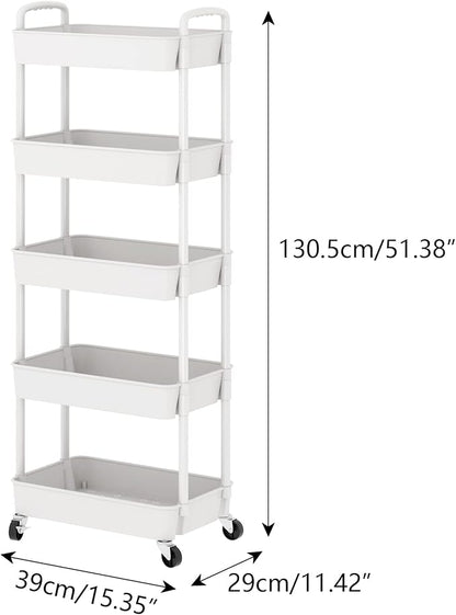Sywhitta 5-Tier Plastic Rolling Utility Cart - Image 8