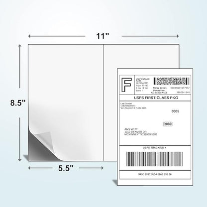 BESTEASY 200 Half Sheet Self Adhesive Shipping Labels, Laser/Ink Jet White - Image 2
