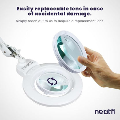 Neatfi XL Bifocal LED Magnifying Lamp, 7-Inch Acrylic Lens, 5D/20D Magnification - Image 7