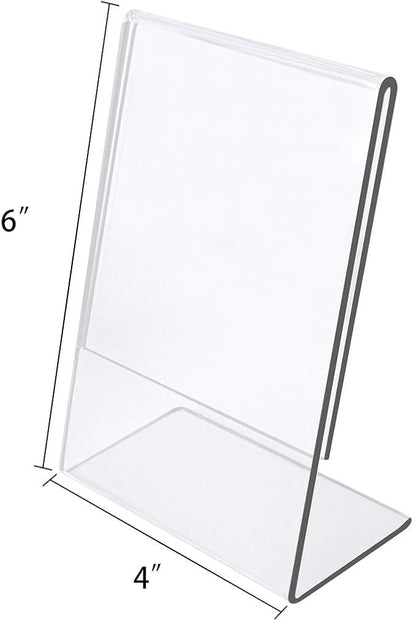 NIUBEE 6Pack Slant Back Acrylic Sign Holder 4x6 inches, Desktop Flyer Holder - Image 2