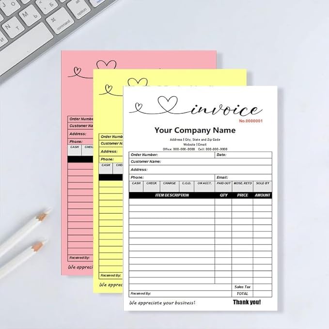 Personalized Invoice Book Custom 2 Part/3 Part Receipt Book Quote Estimate - Image 5