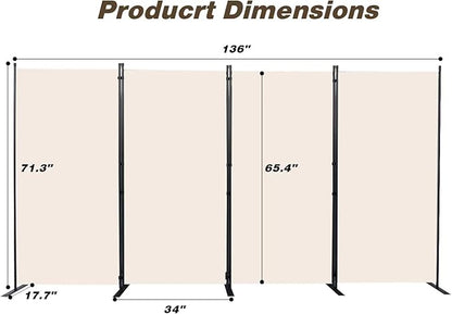 CHOSENM Room Divider, 4 Panel Folding Privacy Screens - Image 2