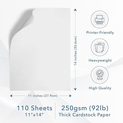MOS White Cardstock Paper 11 x 14 Inch — Heavyweight Poster Board Card Stock - Image 2