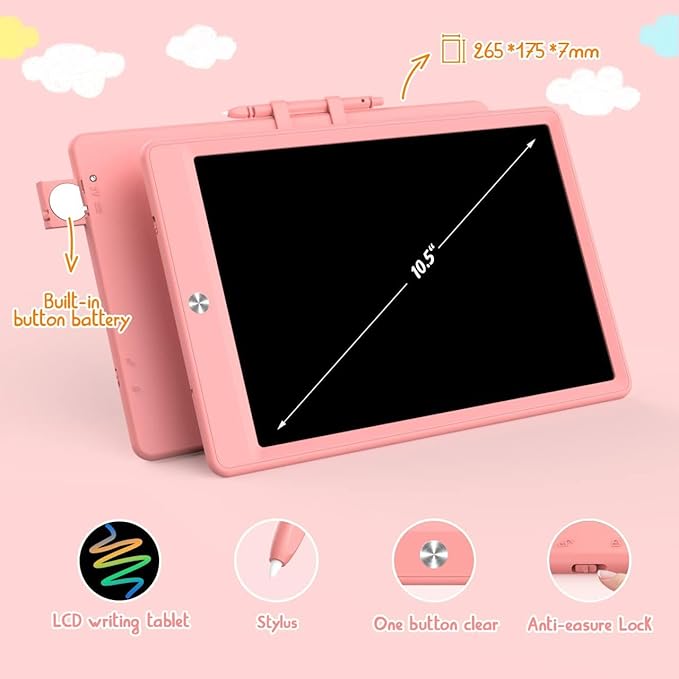 BUKEBU LCD Writing Tablet Doodle Board, 10.5 inch Colorful Drawing Pad - Image 2