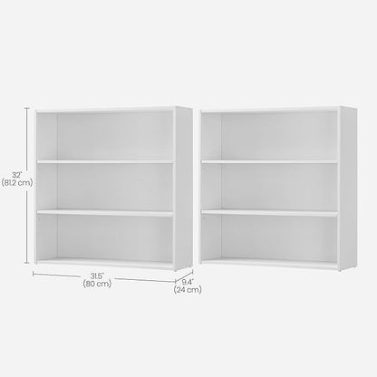 VASAGLE Set of 2 Bookshelves, 31.5 Inches Wide, 3-Tier Open Bookcases - Image 3