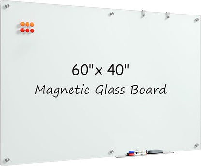 MaxGear Glass Whiteboard, Tempered Magnetic Dry Erase Board 60 x 40 Inch by MaxGear