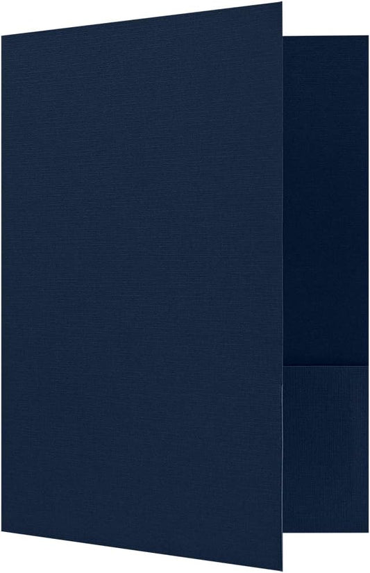 LUXPaper 9" x 12" Presentation Folders | Two Pocket | Nautical Blue Linen | by LUXPaper
