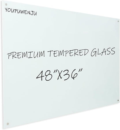 Magnetic Glass Writeboard 48"X36" Premium Tempered Dry Erase Boards Wall by YoupuStationery