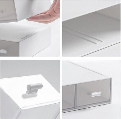 Desk Organizer-Stackable Storage Drawers, Plastic Compact Desk Storage Box - Image 4