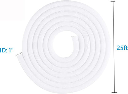 QCSIW 25ft 1 Inch White Cable Sleeve – Split Wire Loom Tubing Cord Protector – - Image 8