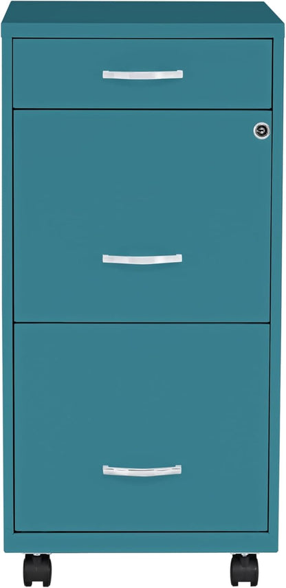 Lorell LYS SOHO Box/File/File Teal Mobile Cabinet, 3 Drawer - Image 3