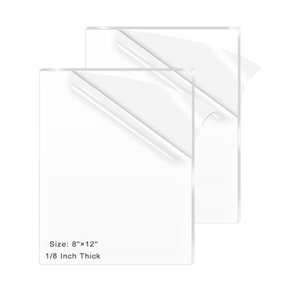 2 Pack 8x12 Inch Acrylic Sheet 1/8" Thick, Cast Acrylic Sheet, by ADTDA