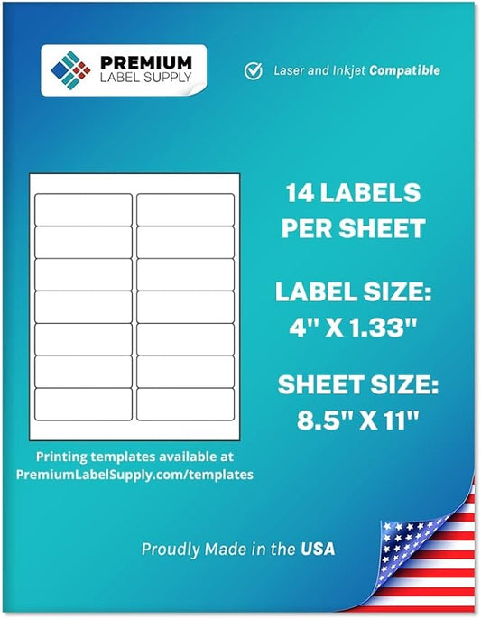 Premium Label Supply White Sticker Mailing Labels – 4" x 1.33" – Laser/Inkjet by PremiumLabelSupply
