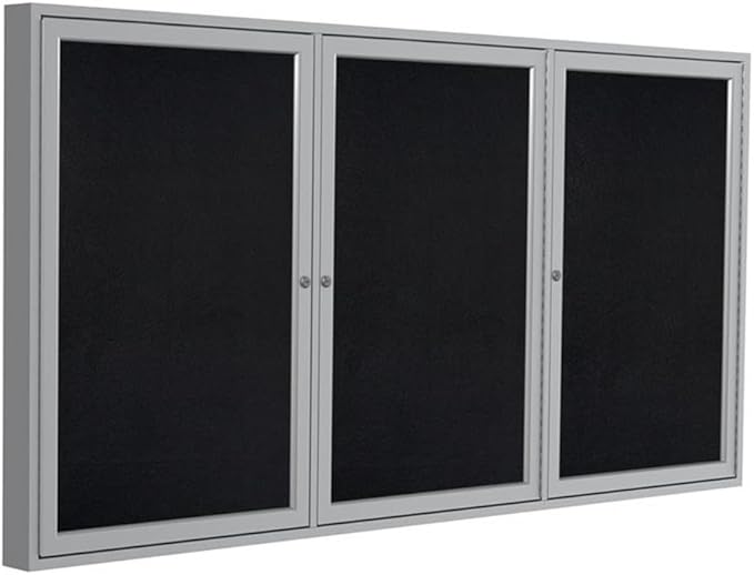 Ghent 48" x 72" 3-Door indoor Enclosed Recycled Rubber Bulletin Board, Shatter by Ghent