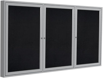 Ghent 48" x 96" 3-Door indoor Enclosed Recycled Rubber Bulletin Board, Shatter by Ghent