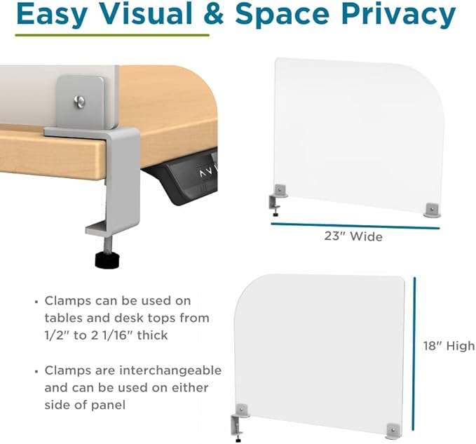 VaRoom Studio Wing Desktop Privacy Panel – Frosted Acrylic Clamp-on Desk - Image 4