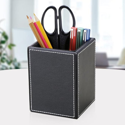 KINGFOM PU Leather Square Pens Pencils Holder Cup Desktop Stationery Organizer - Image 5