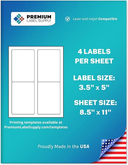 Premium Label Supply White Sticker Mailing/Shipping Labels – 3.5" x 5" – by PremiumLabelSupply