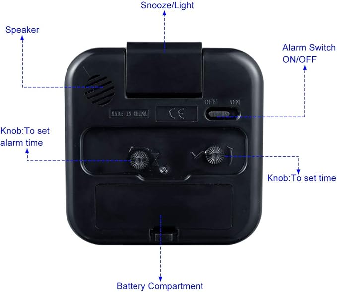 Tinload Small Battery Operated Analog Travel Alarm Clock Silent Non Ticking - Image 7