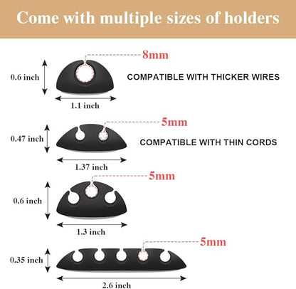 Shintop Cable Clips, 16 Pack Black Cord Organizer Adhesive Cord Management Wire - Image 2