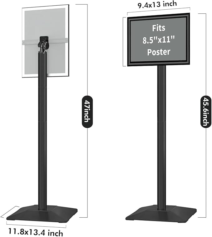 INNOVSIGN Heavy Duty Adjustable Pedestal Poster Sign Stand, 8.5x11 Aluminum - Image 6