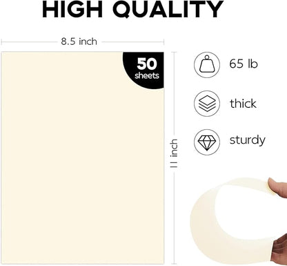 50 Pack Cream Cardstock 8.5 x 11 Off White Card Stock, Goefun 65lb Ivory Paper - Image 2