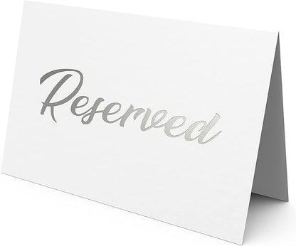 10 Pack Silver Reserved Table Signs by Iricus