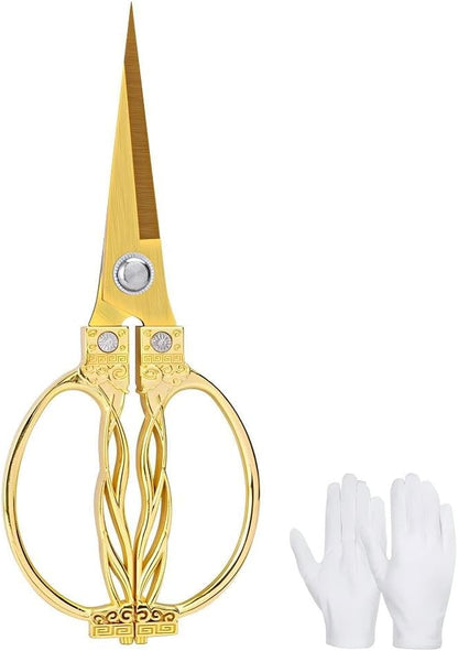 Large Ribbon Cutting Scissors, Heavy duty gold stainless steel scissors by Unknown