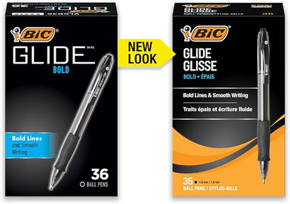 BIC Glide Bold Black Ballpoint Pens, Bold Point, 36-Count Pack, Retractable - Image 2