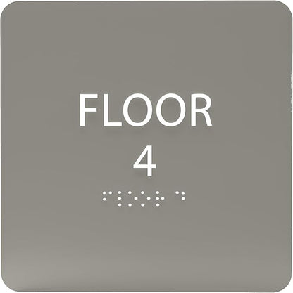 Clean Grey ADA Floor 4 Sign by ADACentralSigns