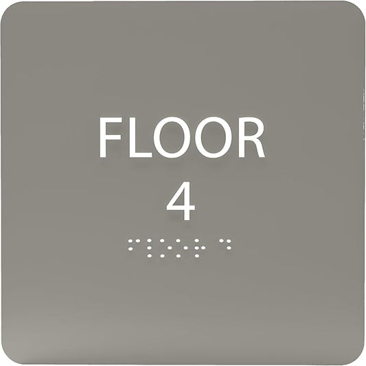 Clean Grey ADA Floor 4 Sign by ADACentralSigns