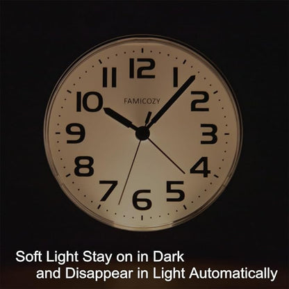FAMICOZY Automatically Backlighted Alarm Clock, Silent No Ticking - Image 2