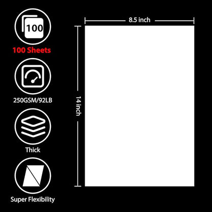 OcePor 100 Sheets White Cardstock 8.5” x 14”, 92lb/250gsm Black Card Stock - Image 2