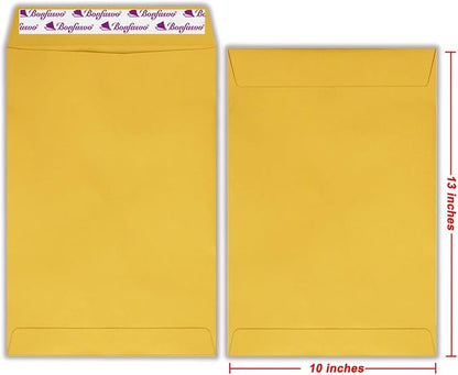 Bonfasvo 300 Pack 10x13 Brown Catalog Envelopes Peel & Seal Security Mailing - Image 2