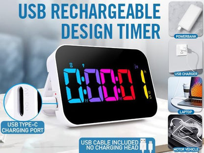 Kitchen Timer（1.5" Number）with Voice Reminder, 10 RGB Color Changing Digital - Image 5