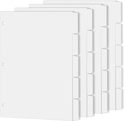 Binder Dividers for 3 Ring Binder, 1/5 Cut Tabs, Letter Size, Blank Write On by COIDEA